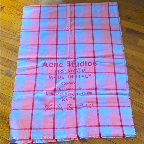 Acne Studios - multi-check fringed scarf